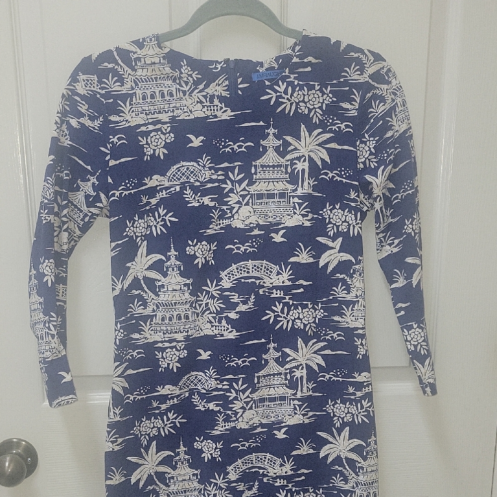 J. McLaughlin Navy and White Floral Dress